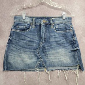 Blank NYC Light Distressed Raw Hem Denim Mini Skirt size 26